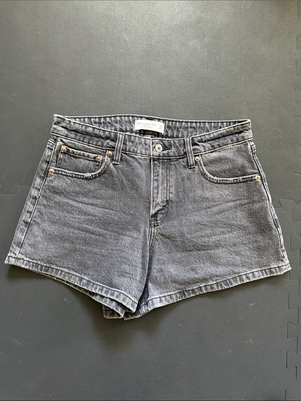 Abercrombie & Fitch Women's Mid-Rise Washed Black Denim Shorts